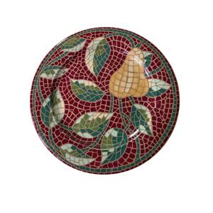 PIER 1 IMPORTS Red Green Mosaic Fruit Italy 8" Salad Plates Set of 2